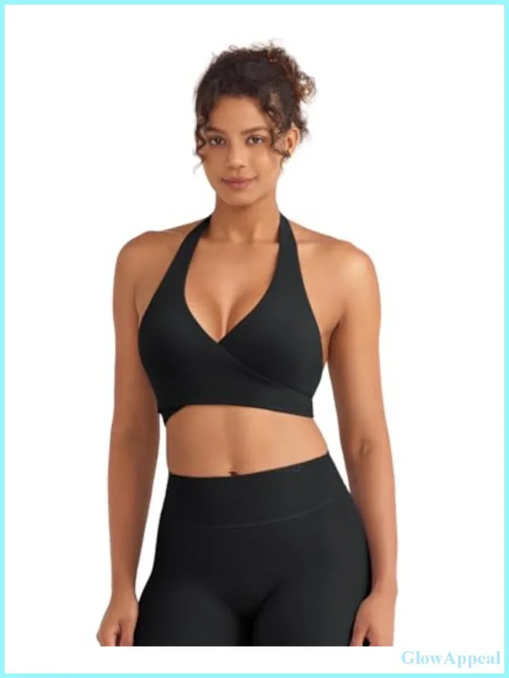 Halter Sports Bra Backless Padded V Neck Workout Top